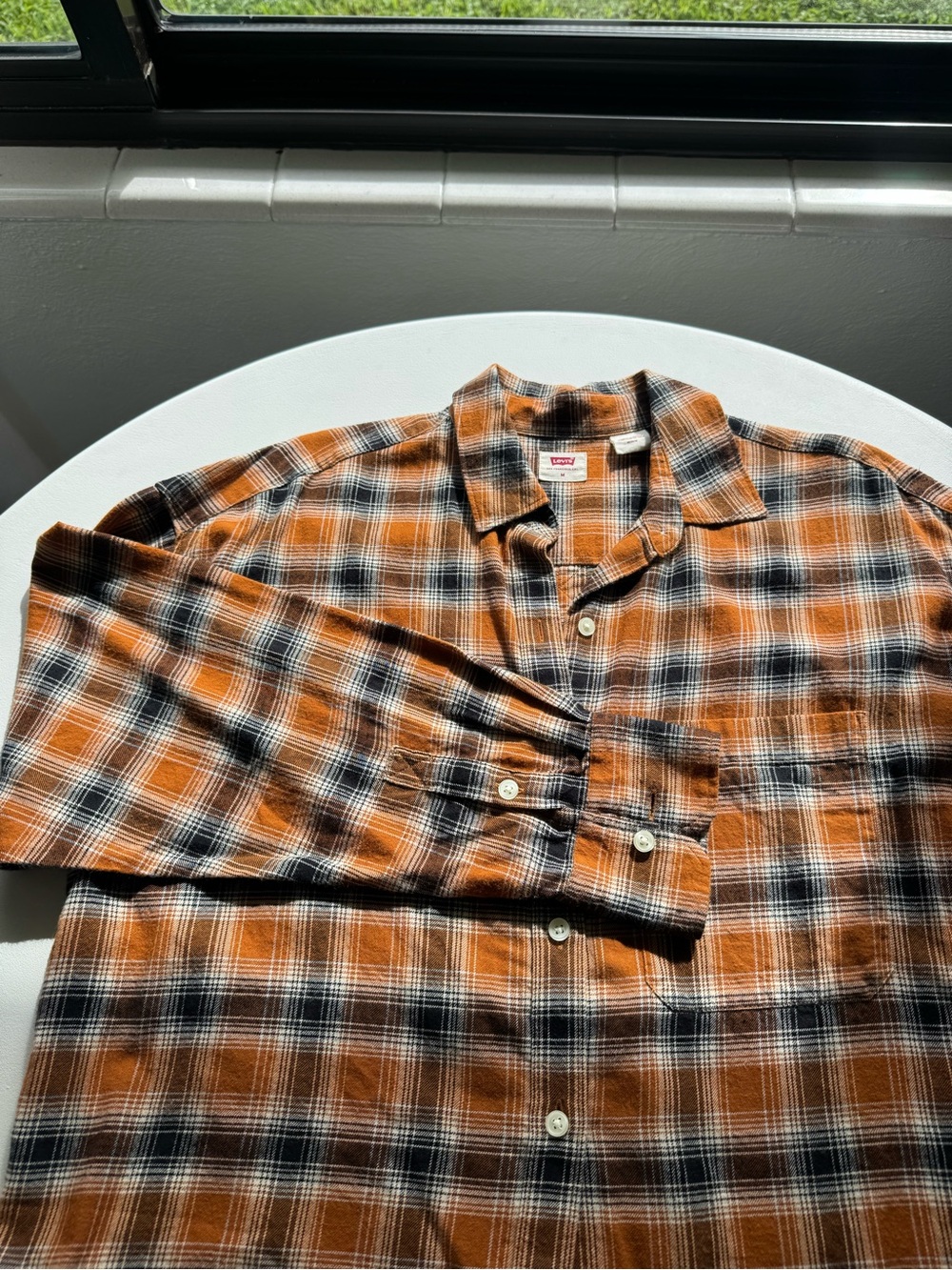 Levi's Rustic Orange and Black Plaid Button-Down Shirt - Picture 2 of 5